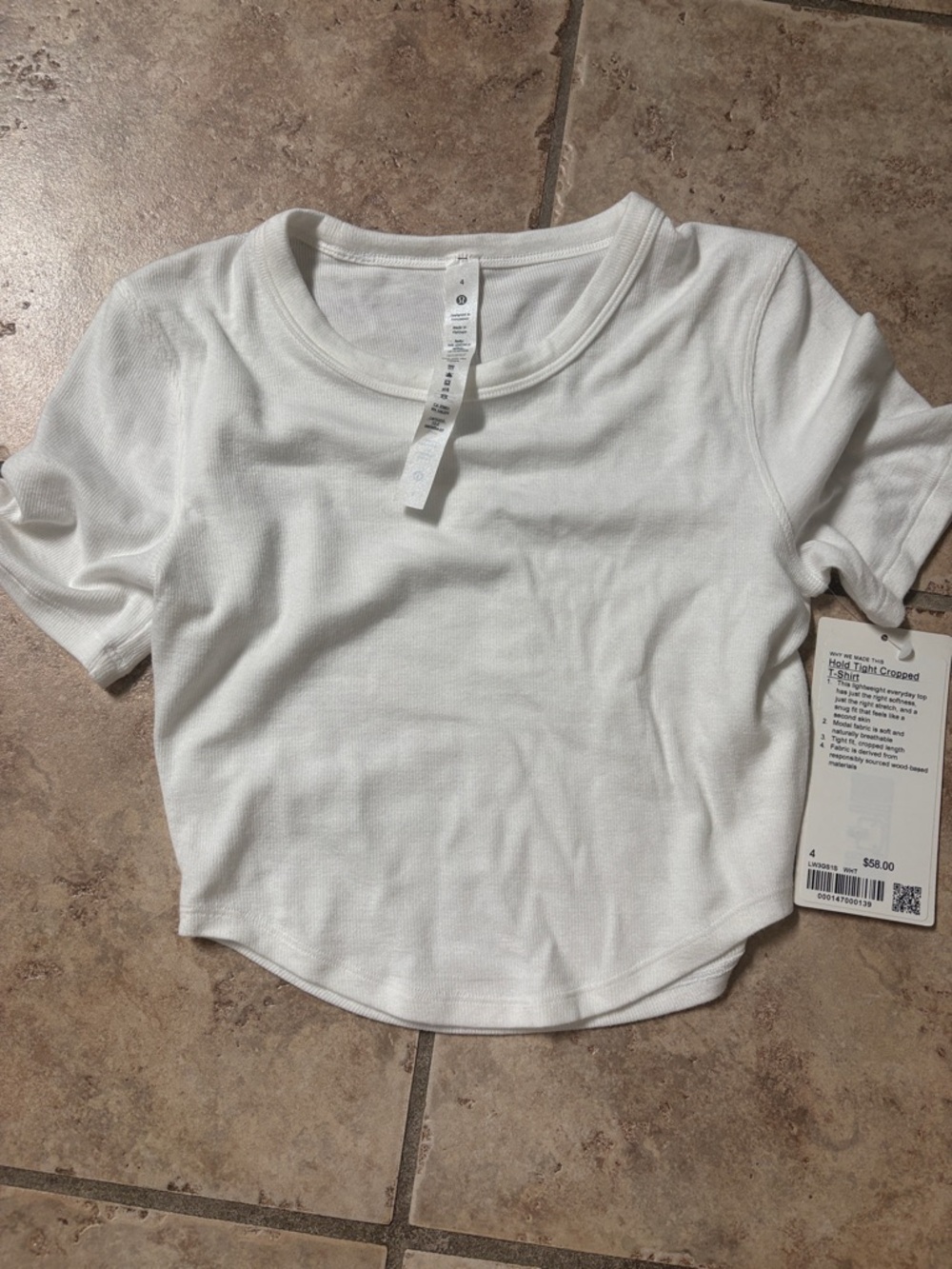 lululemon athletica White Cropped Short Sleeve Top